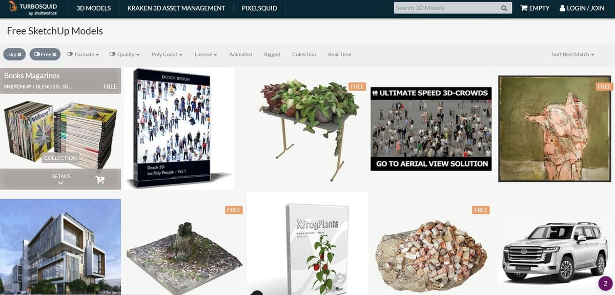 Turbosquid has many high-quality models due to its unique feature, 