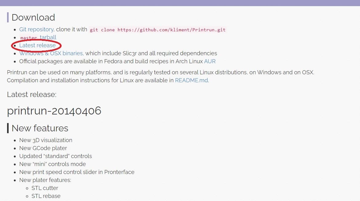 Click the highlighted option above to find the latest Pronterface release