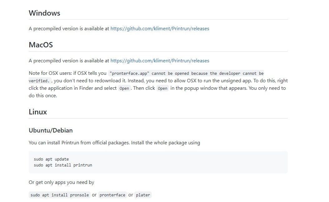 You can find the whole Printrun package for your OS