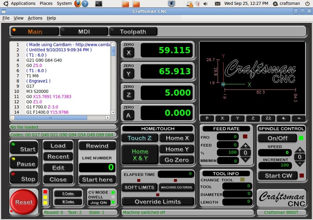 A custom graphical user interface (GUI) made for LinuxCNC