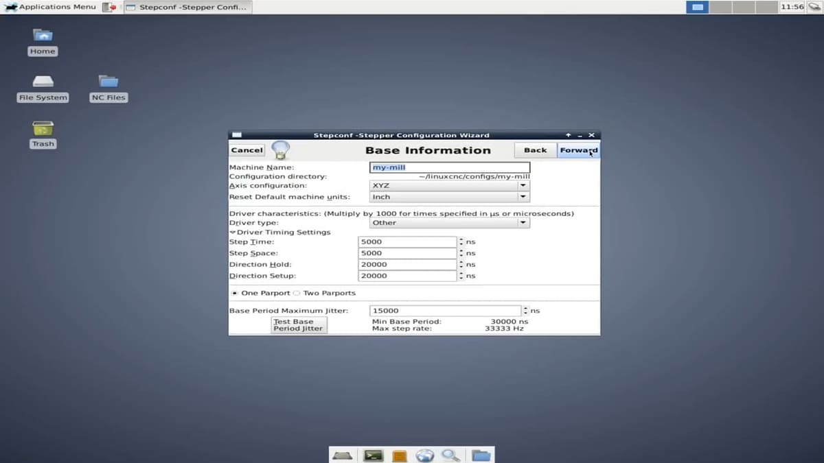 LinuxCNC being set up