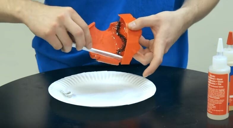 A thick coat of epoxy applied to reinforce a bond