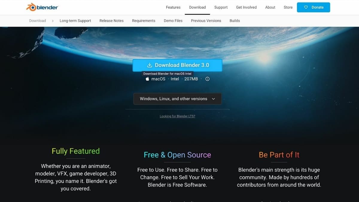 Blender is available for all major operating systems