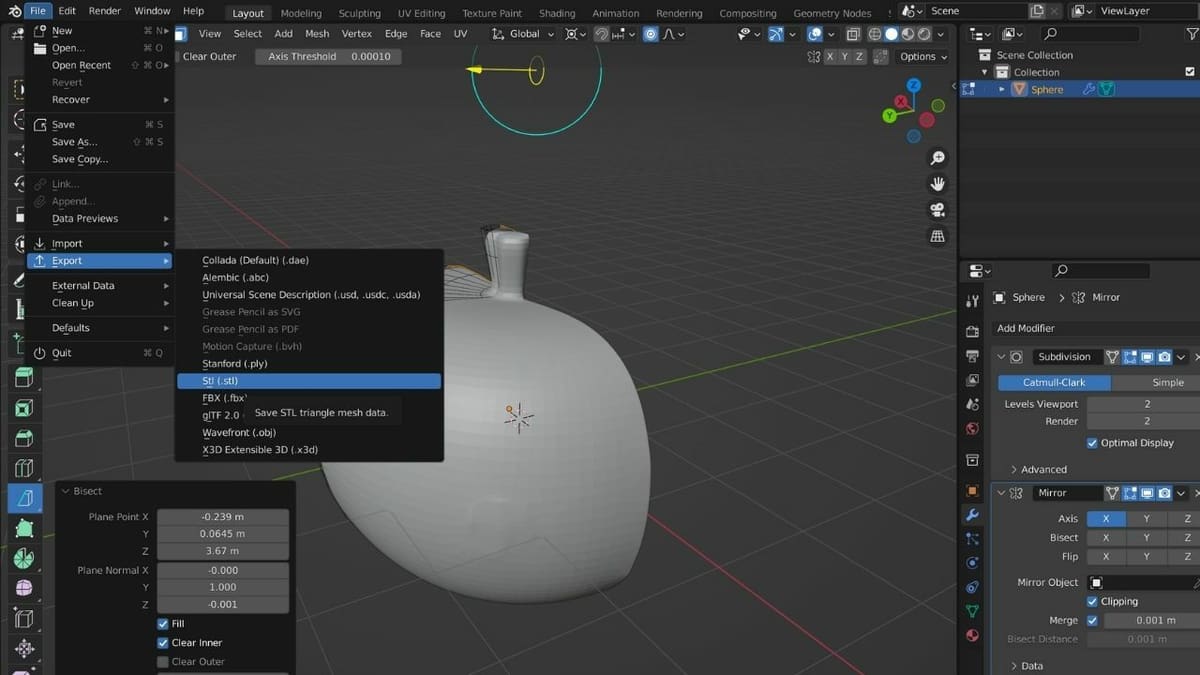 Exporting it takes a few clicks
