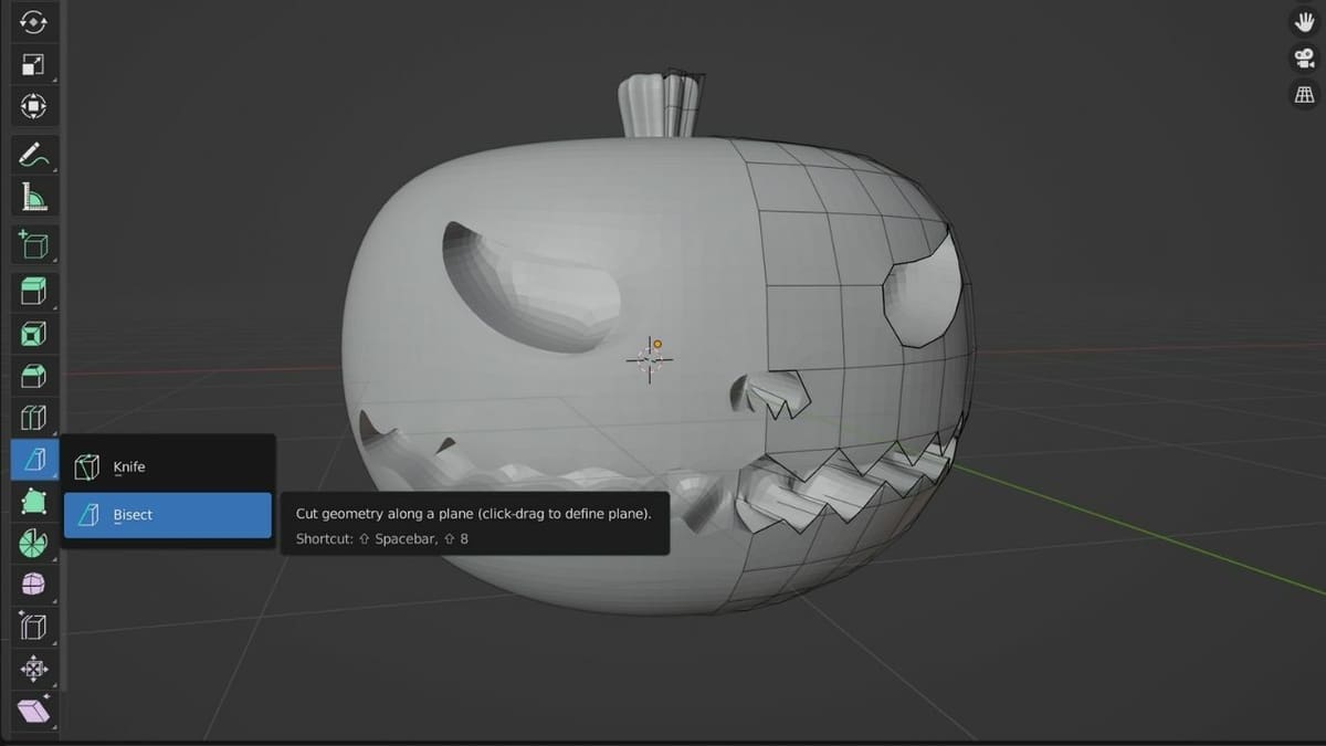 The Knife tool can also be used, but the Bisect tool makes the work easier