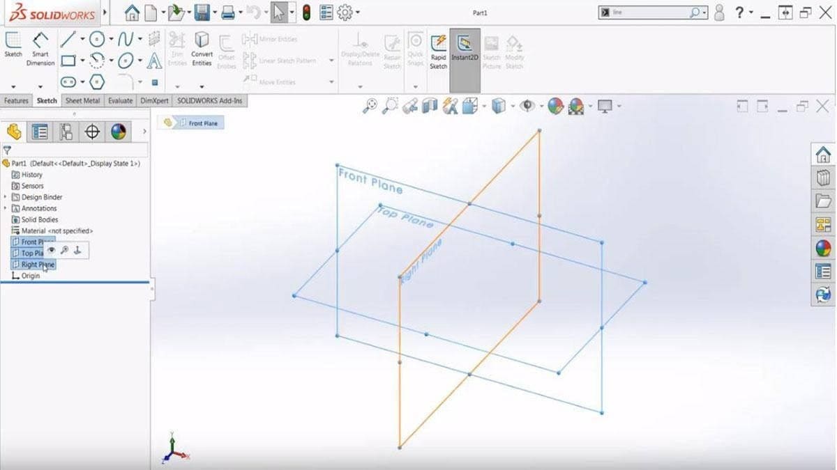 Select a plane on the right, select sketch on the command manager, and start creating!