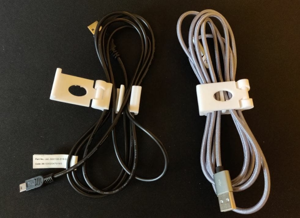 This hinge design has two spaces to hold wires