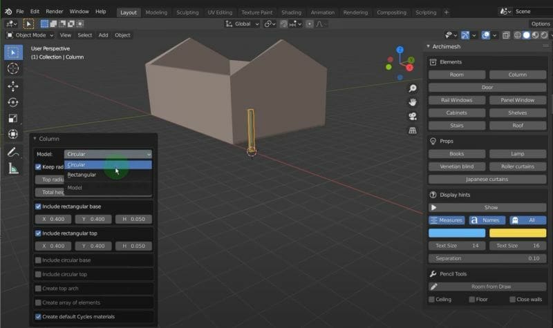 Modeling a colonnade with Archimesh
