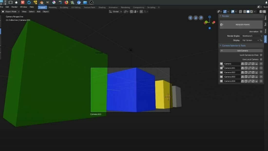 Switch between different camera angles in an animation