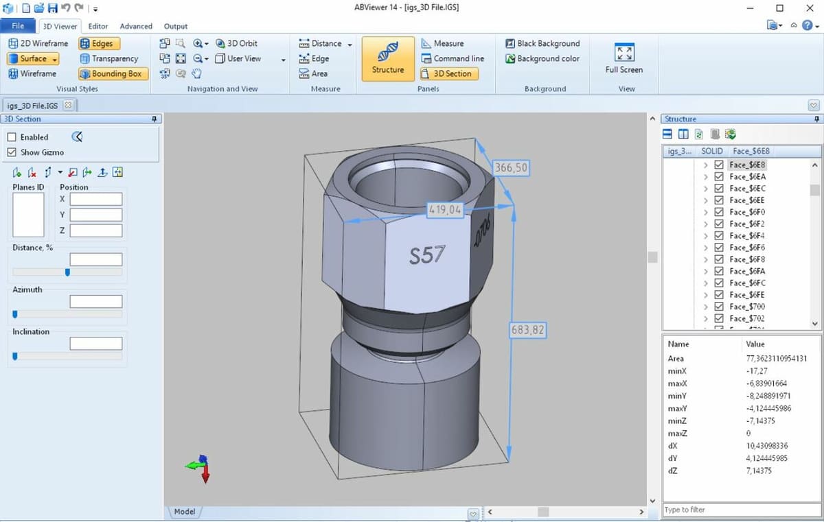 The IGES format is better at storing solid 3D models