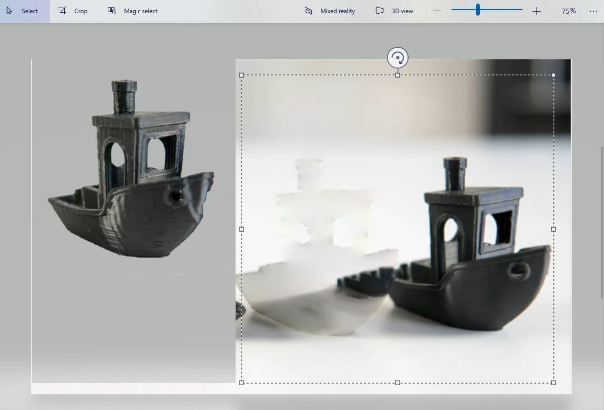 Remove the object's original background, moving the object out of the way to do so