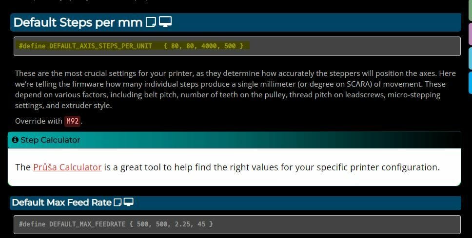 Steps per unit must be set in the firmware