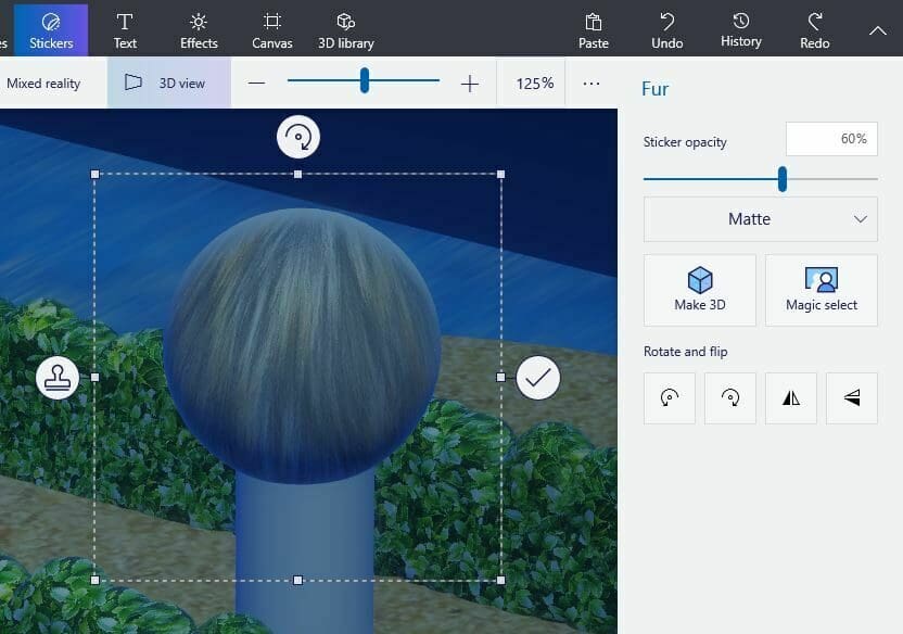 You can adjust the Sticker opacity and finish of the texture before placing it