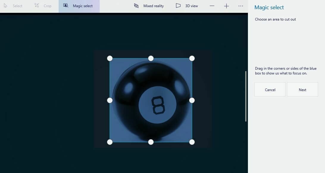 Adjust the cropping dimensions so the Magic Select tool can detect your desired image area