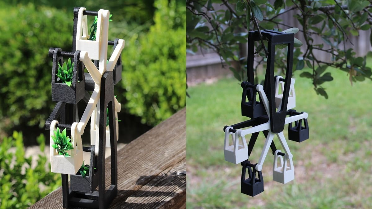 You can hold up to six (very small) plants on this Ferris wheel design
