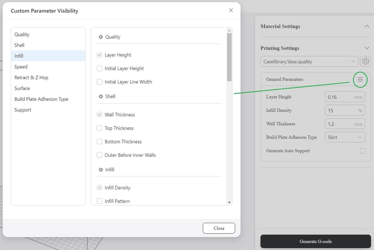 You can set your choice of parameters as visible
