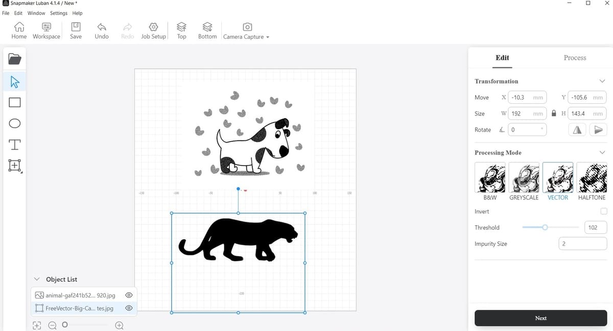 Importing the vector image