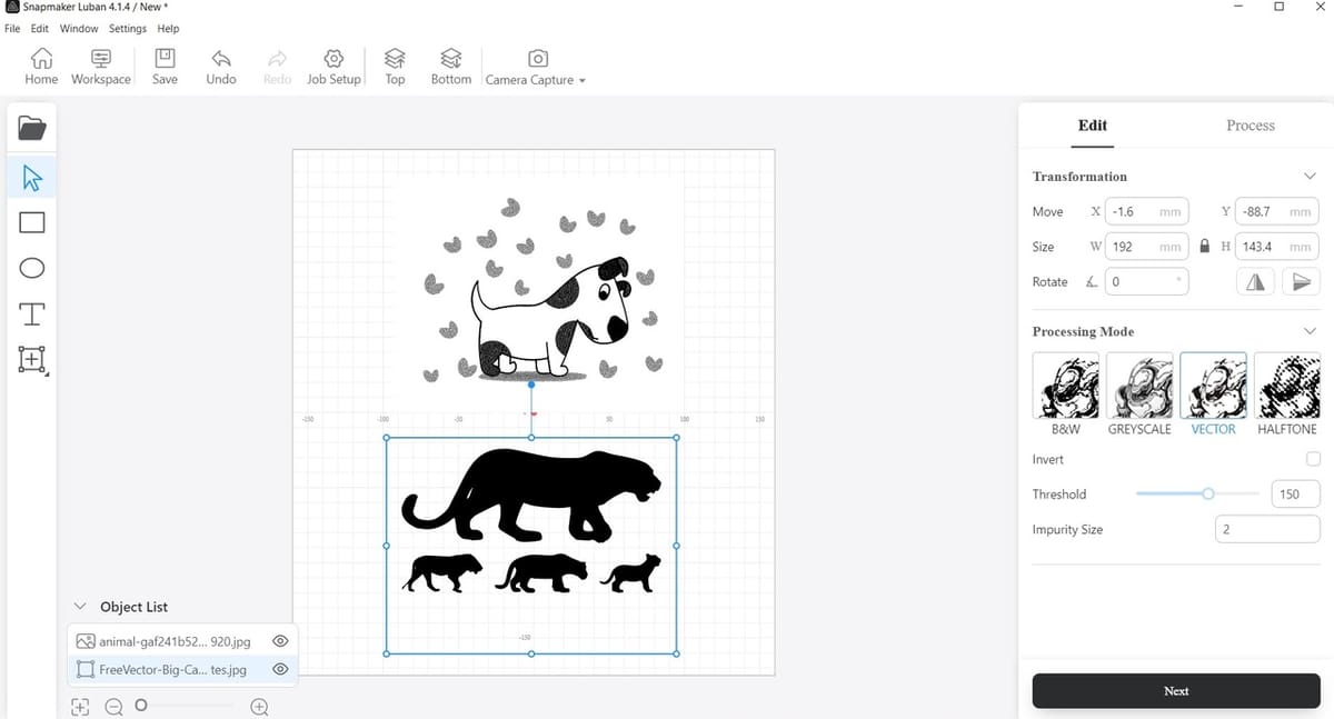 Tweaking the parameters of the vector image