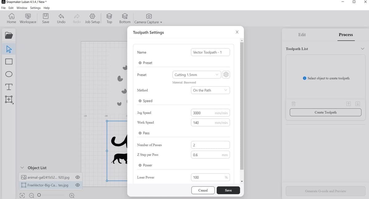 Creating the first toolpath
