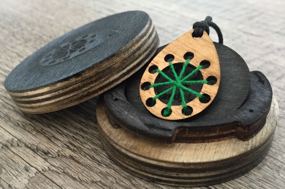 A pendant created with LightBurn