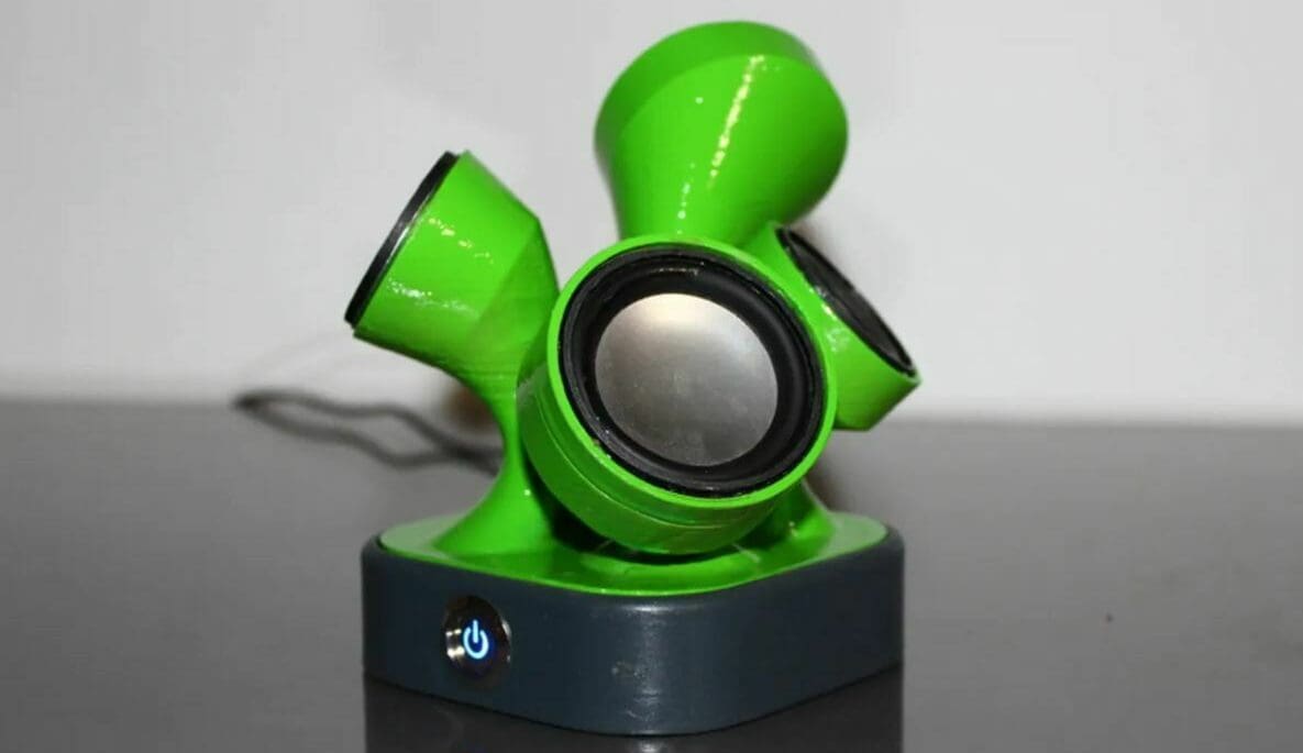 You can use a 20% infill density and supports to print the frame of this speaker
