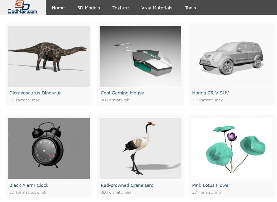 Examples of CadNav 3D models