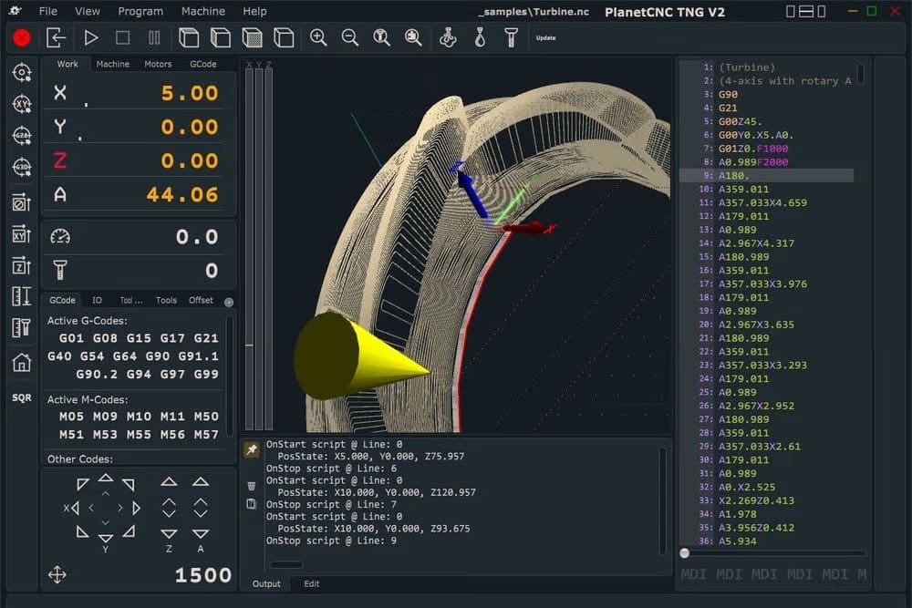 PlanetCNC's interface is modern and intuitive