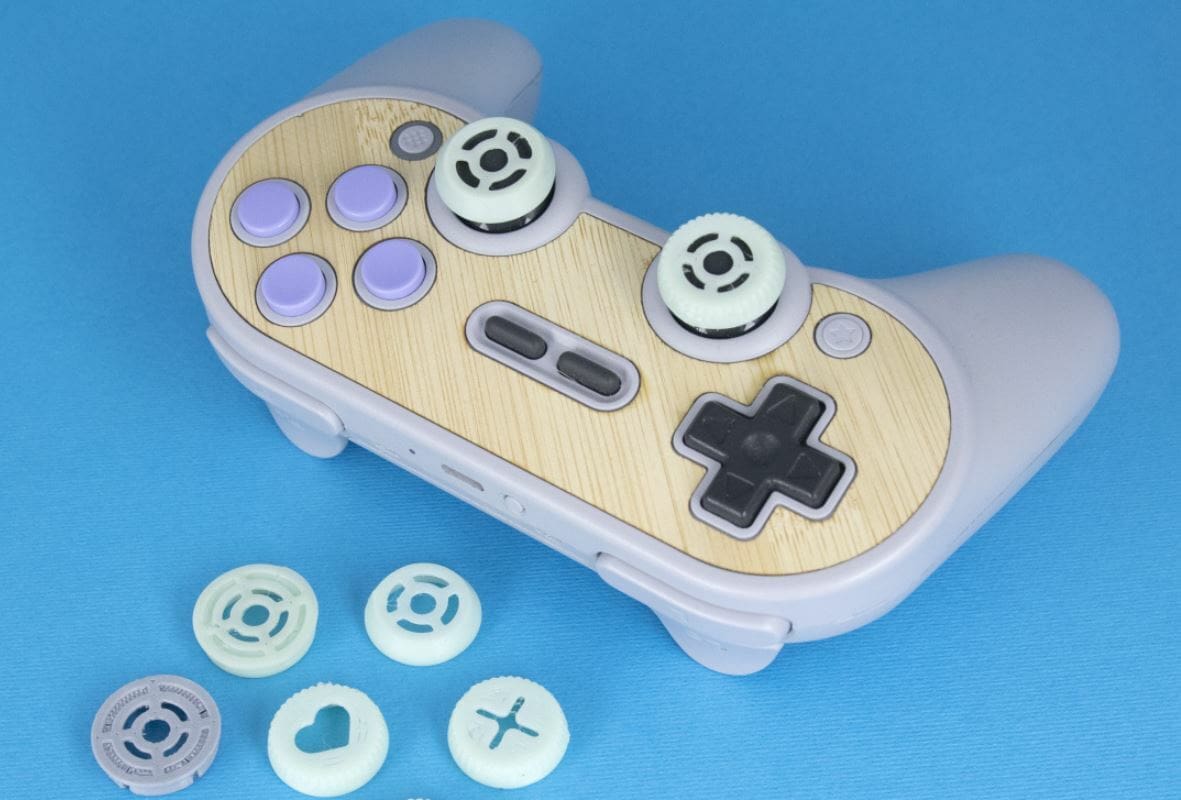 These joystick caps come with a few different designs