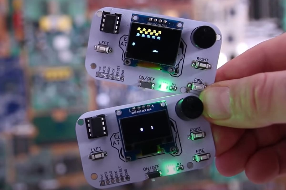 Two different games on the custom game console PCBs