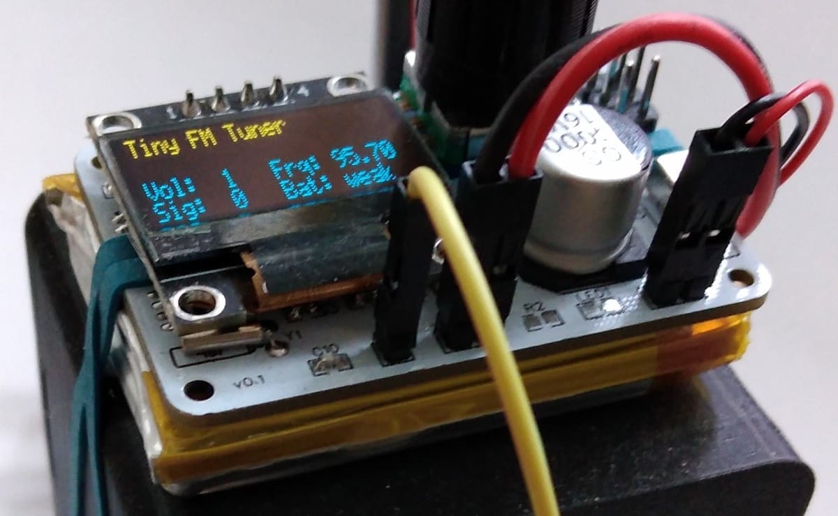 A tiny radio running on a lithium-ion battery