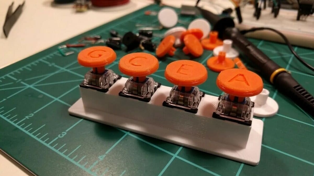 A four-key macropad using these unique keycaps