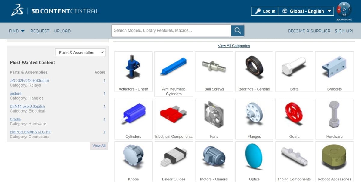 3D ContentCentral has an extensive list of categories