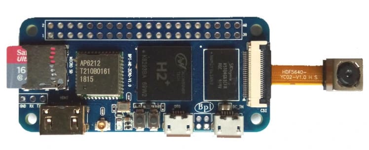 The header pins are compatible with a Pi 3