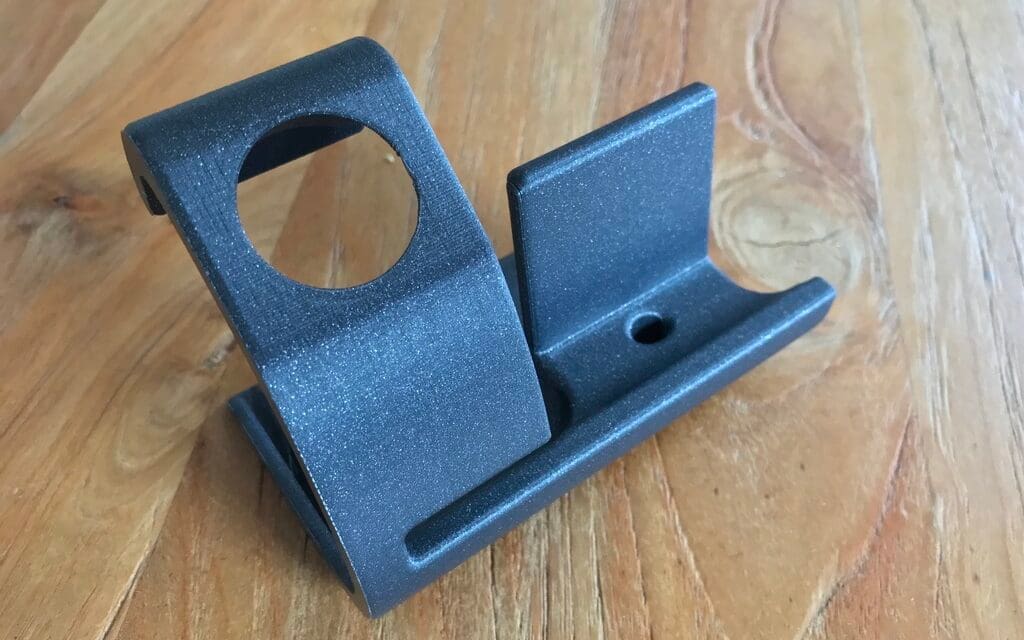 Watch goes on the left, phone on the right