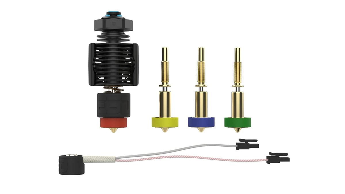 The Revo Six has nozzles in the sizes 0.25, 0.4, 0.6, and 0.8 mm