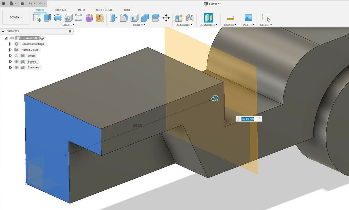 Create a new construction plane starting from the front surface of the vehicle