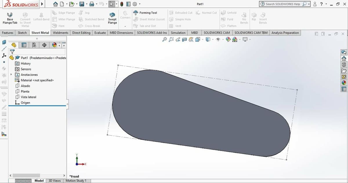 Now you've created a sheet metal part!