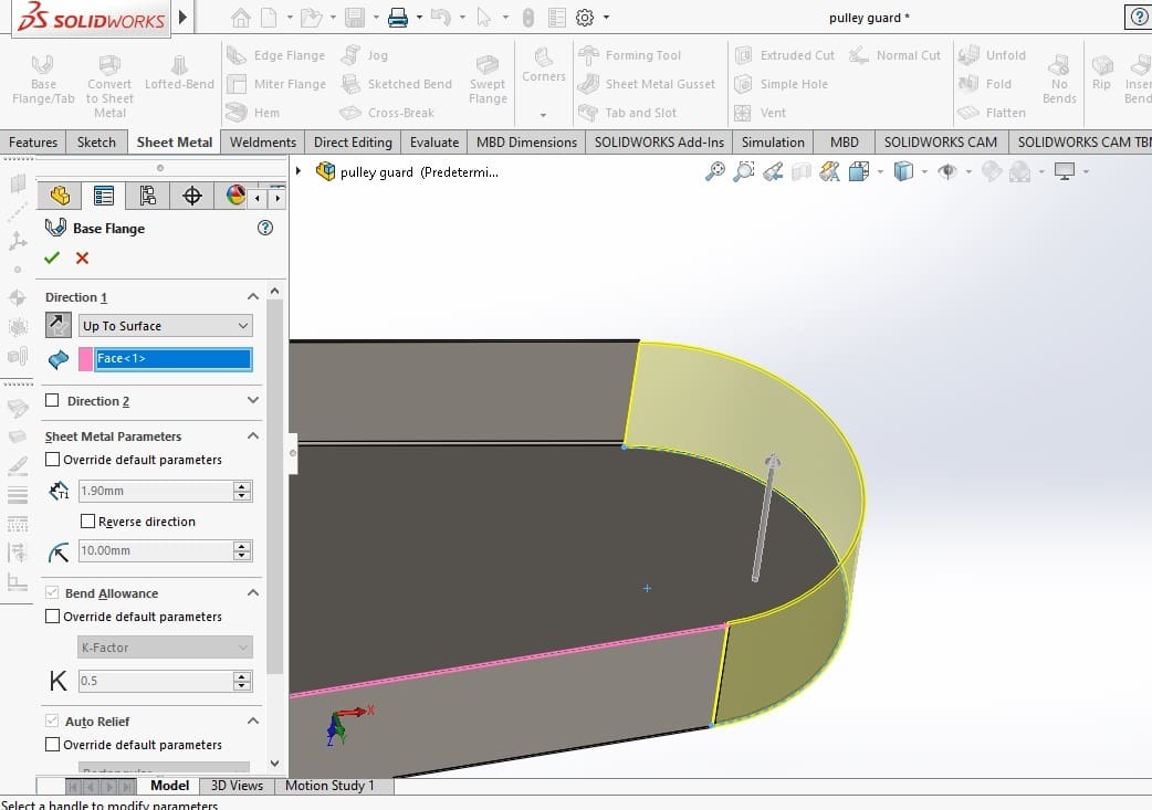 A line is enough to create sheet metal