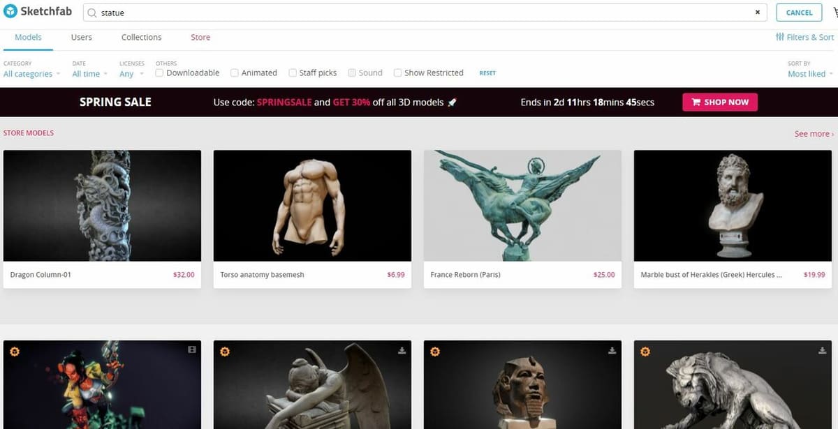 Not all of the models on Sketchfab are downloadable, so make sure you use the 