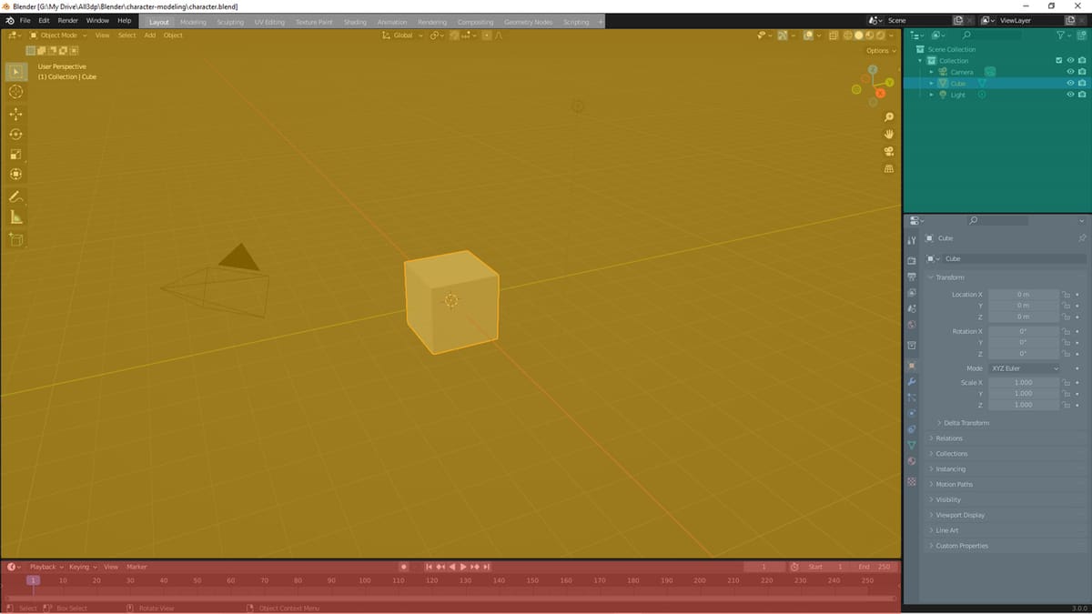 Blender's Layout workspace