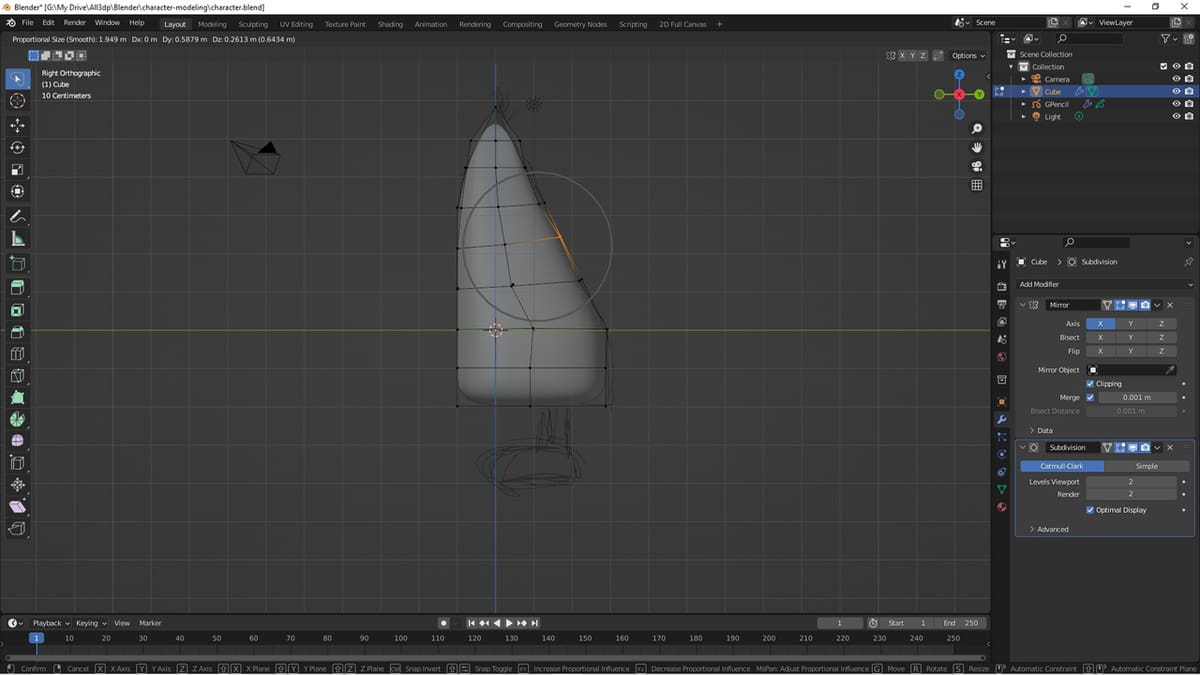 Make sure edges of the mesh match the reference images