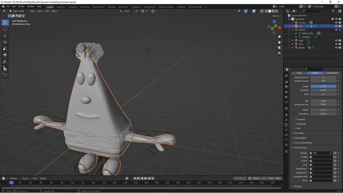 The Particle System makes adding hair or fur to your models easy