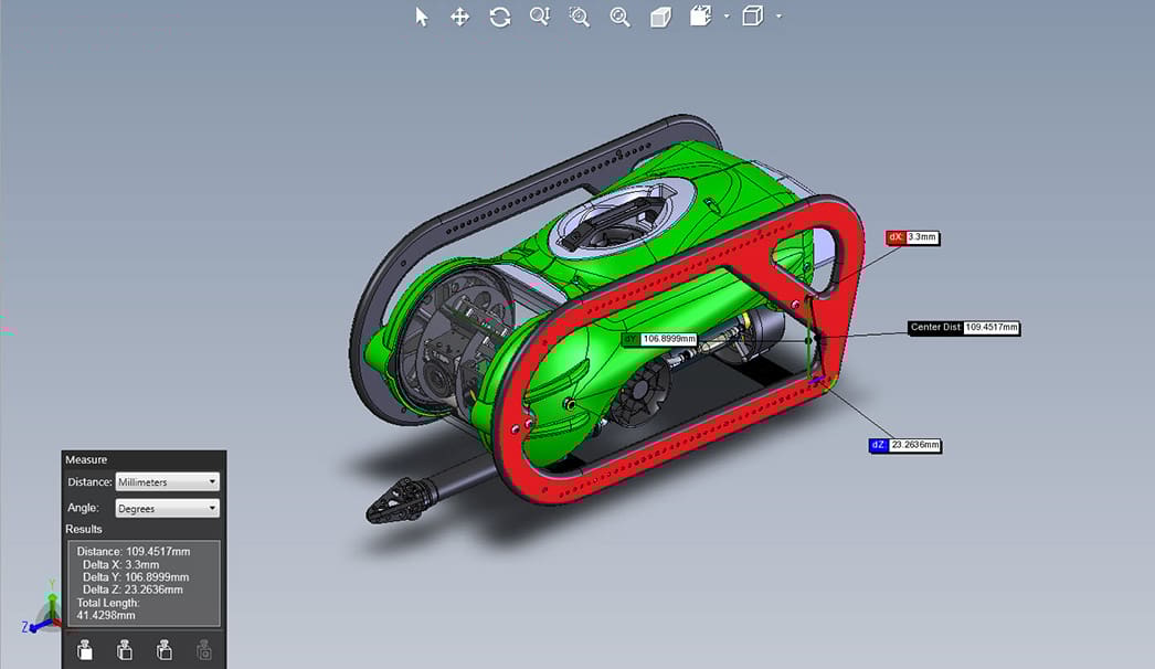 The Measure tool is just one of eDrawings Viewer's features