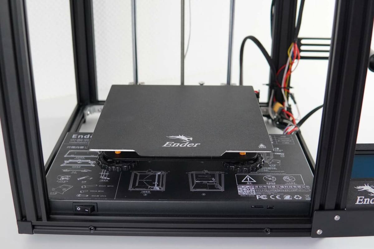 The Ender 5's stock magnetic build plate is not very durable but easy to replace!