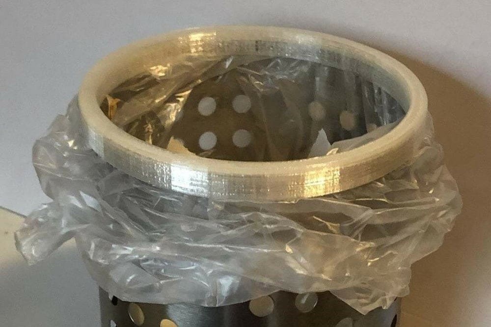 A simple garbage bag converter for an Ordning utensil holder