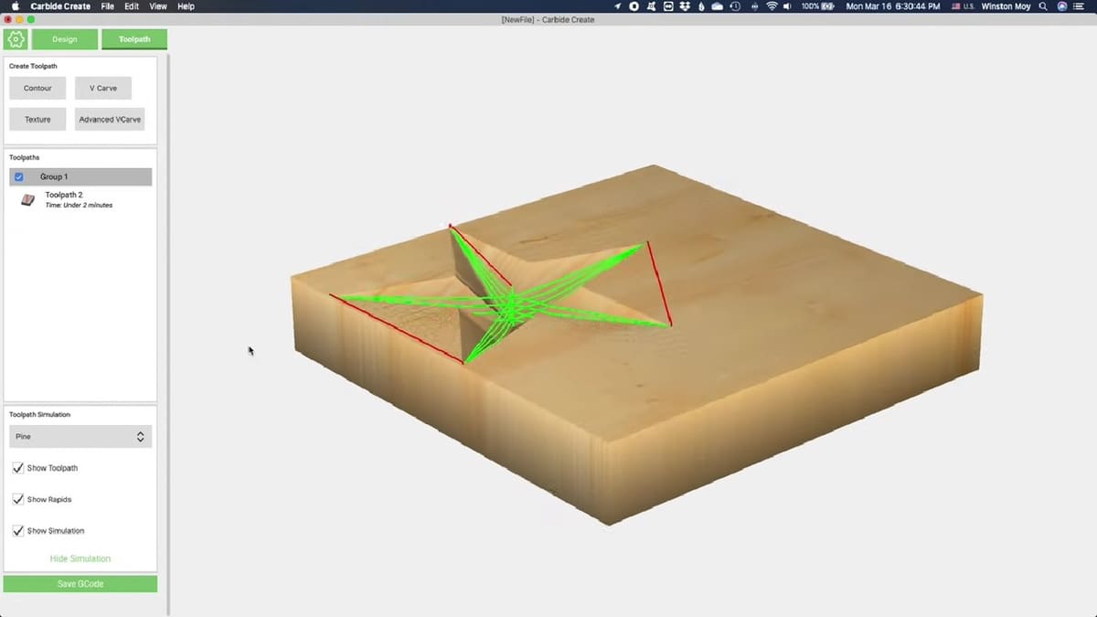 A star software for v-carving