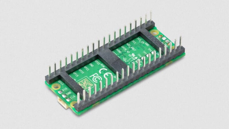 Adding pre-soldered headers to the Pico makes it ready for action