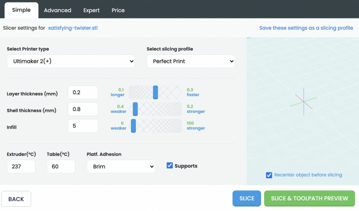 The user inteface is very easy to follow on the 3DPrinterOS slicer