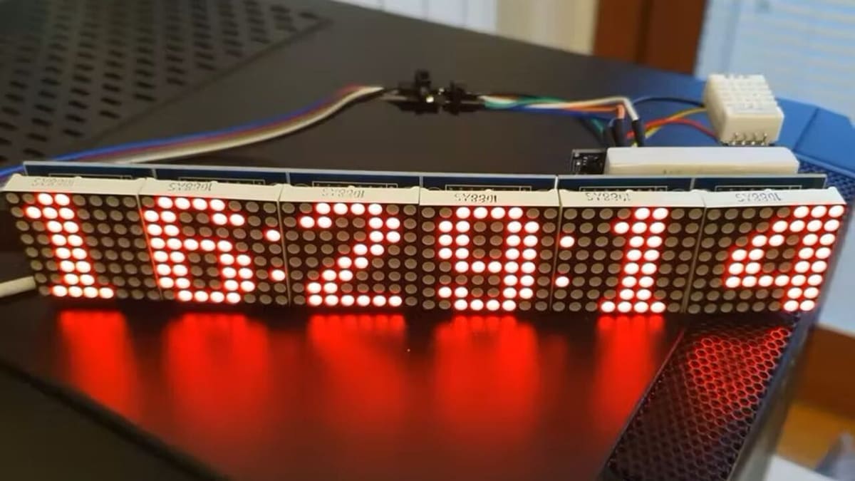 The Google Clock uses multiple LED matrices to tell the time