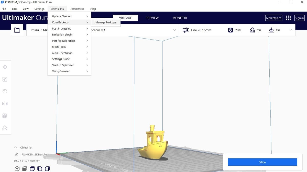 Image of: Bonus: Cura Backups